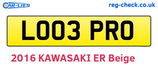 LO03PRO are the vehicle registration plates.