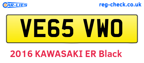 VE65VWO are the vehicle registration plates.