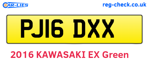 PJ16DXX are the vehicle registration plates.