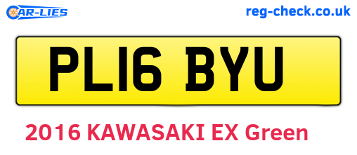 PL16BYU are the vehicle registration plates.