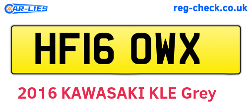 HF16OWX are the vehicle registration plates.