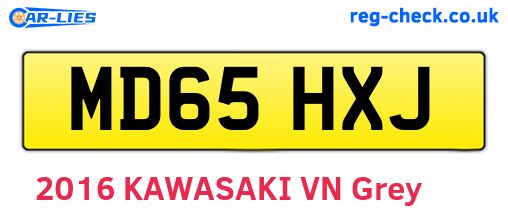 MD65HXJ are the vehicle registration plates.