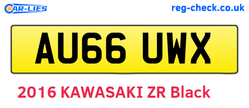 AU66UWX are the vehicle registration plates.
