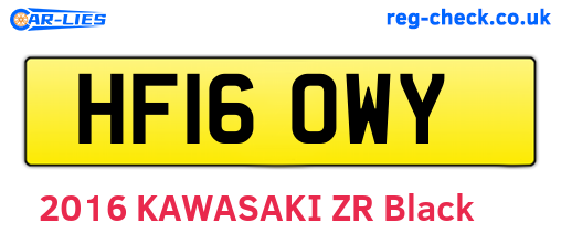 HF16OWY are the vehicle registration plates.