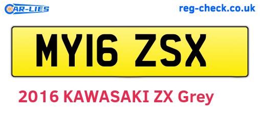 MY16ZSX are the vehicle registration plates.