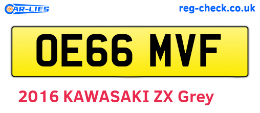 OE66MVF are the vehicle registration plates.