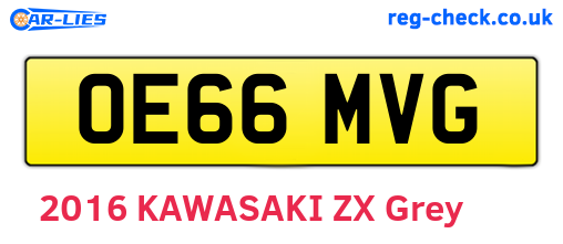 OE66MVG are the vehicle registration plates.
