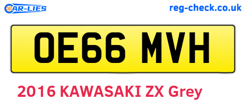 OE66MVH are the vehicle registration plates.