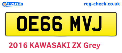 OE66MVJ are the vehicle registration plates.
