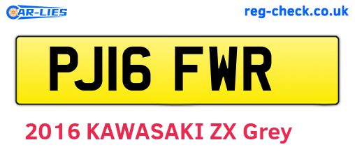 PJ16FWR are the vehicle registration plates.