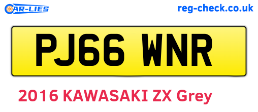 PJ66WNR are the vehicle registration plates.