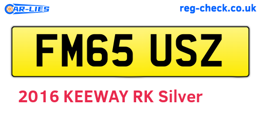 FM65USZ are the vehicle registration plates.