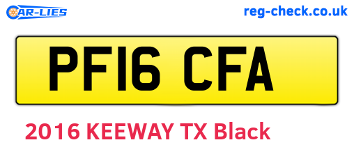 PF16CFA are the vehicle registration plates.
