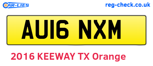 AU16NXM are the vehicle registration plates.