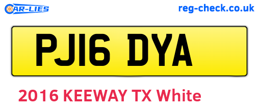 PJ16DYA are the vehicle registration plates.