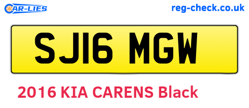 SJ16MGW are the vehicle registration plates.