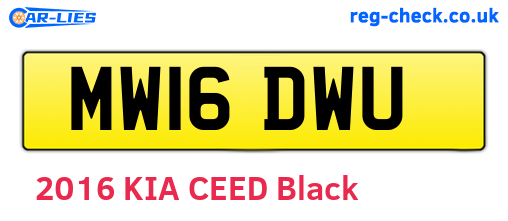 MW16DWU are the vehicle registration plates.