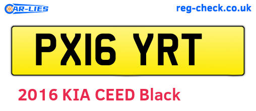 PX16YRT are the vehicle registration plates.