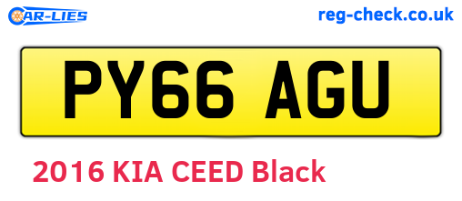 PY66AGU are the vehicle registration plates.