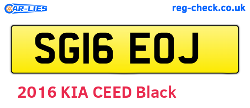 SG16EOJ are the vehicle registration plates.