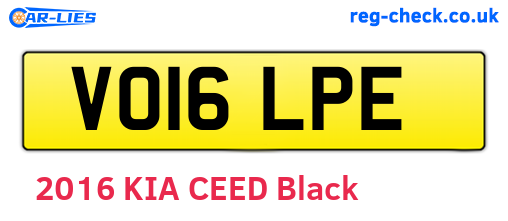 VO16LPE are the vehicle registration plates.