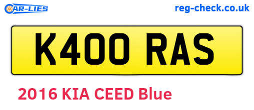 K400RAS are the vehicle registration plates.