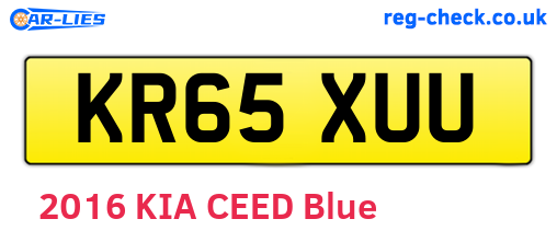 KR65XUU are the vehicle registration plates.