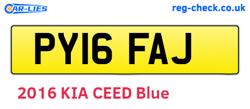PY16FAJ are the vehicle registration plates.