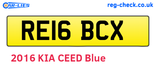 RE16BCX are the vehicle registration plates.