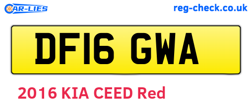 DF16GWA are the vehicle registration plates.
