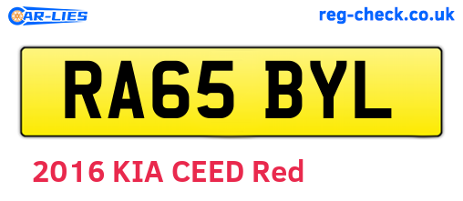 RA65BYL are the vehicle registration plates.