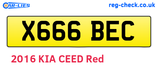 X666BEC are the vehicle registration plates.