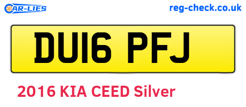 DU16PFJ are the vehicle registration plates.
