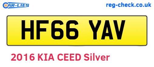HF66YAV are the vehicle registration plates.