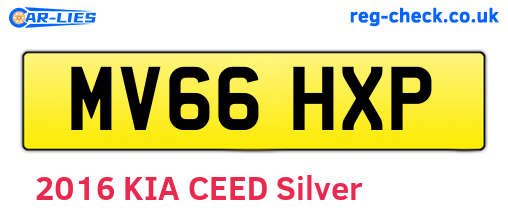 MV66HXP are the vehicle registration plates.