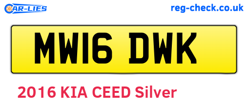 MW16DWK are the vehicle registration plates.