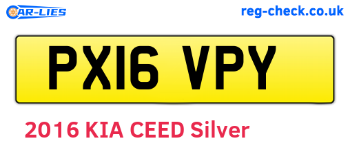 PX16VPY are the vehicle registration plates.