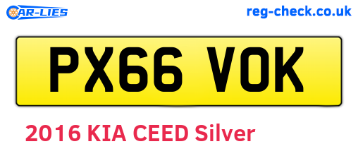 PX66VOK are the vehicle registration plates.