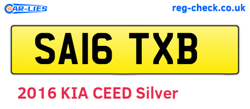 SA16TXB are the vehicle registration plates.