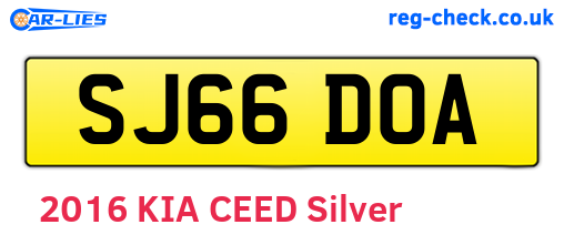 SJ66DOA are the vehicle registration plates.