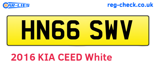 HN66SWV are the vehicle registration plates.