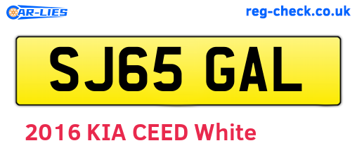 SJ65GAL are the vehicle registration plates.