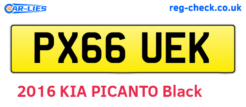 PX66UEK are the vehicle registration plates.