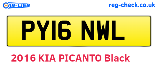 PY16NWL are the vehicle registration plates.