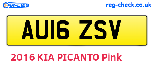 AU16ZSV are the vehicle registration plates.