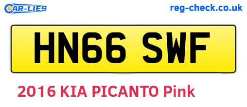 HN66SWF are the vehicle registration plates.