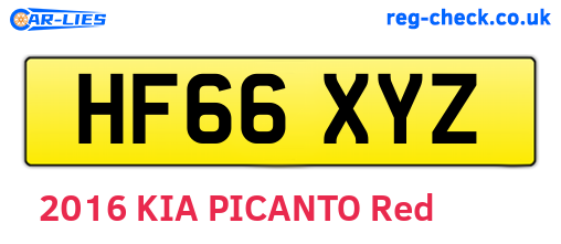 HF66XYZ are the vehicle registration plates.