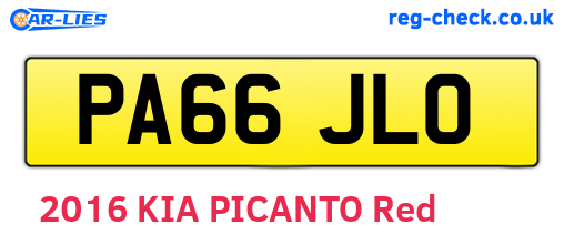 PA66JLO are the vehicle registration plates.
