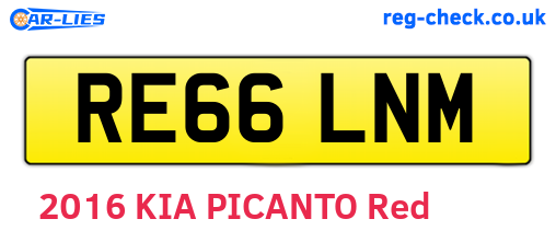 RE66LNM are the vehicle registration plates.