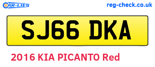 SJ66DKA are the vehicle registration plates.